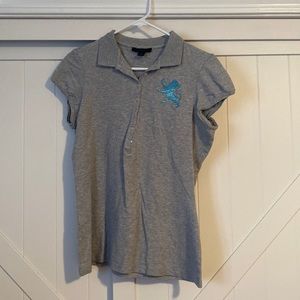 Express Grey Polo Short Sleeve T-Shirt